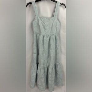 Madewell Blue Striped Sleeveless Cicerly Tiered Midi Patchwork Dress 00